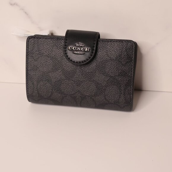 COACH Medium Corner Zip Wallet In Signature Canvas - Picture 2 of 10